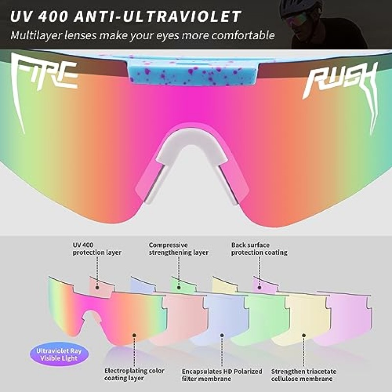 nicwoke 남성용 및 여성용 편광 스포츠 선글라스, UV400 보호 스포츠 선글라스, 운전용 조절 가능한 선글라스