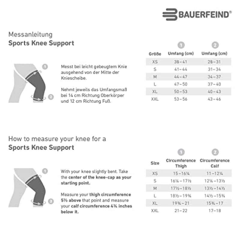 Bauerfeind 스포츠 무릎 지원 - 의료 등급 압축을 사용하는 운동선수용 무릎 보호대 - 안정화 및 슬개골 무릎 패드