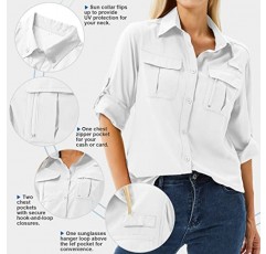 Toumett 여성용 UPF 50 긴 소매 UV 자외선 차단 사파리 셔츠 야외 빠른 드라이 낚시 하이킹 여행 셔츠