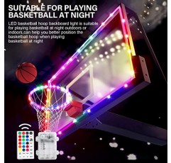 녹색 콩 LED 농구 링 라이트 림 및 백보드, 어둠 속에서 농구를 위한 16가지 색상의 원격 제어 농구 림 라이트 7 깜박임 모드