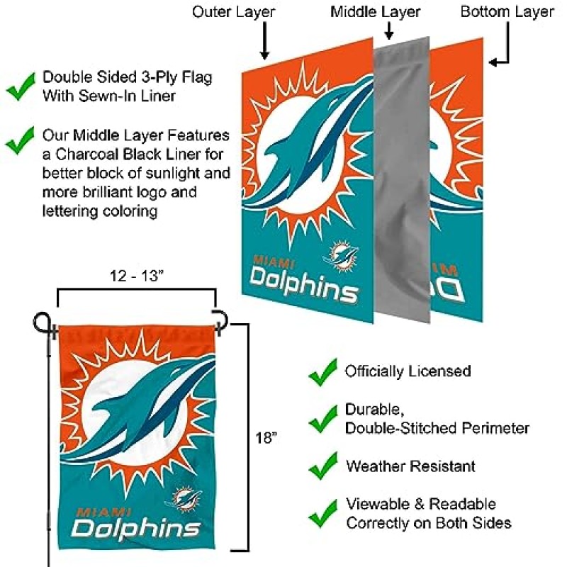 마이애미 돌핀스 대형 로고 양면 정원 배너 깃발
