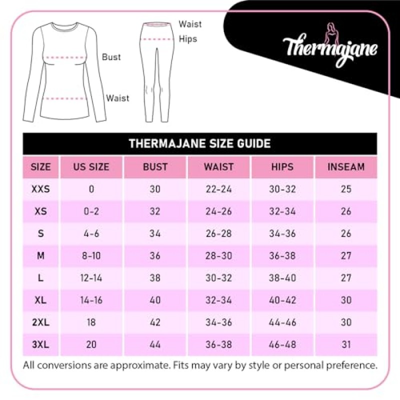 Thermajane Long Johns 여성용 열 속옷 양털 안감 기본 레이어 잠옷 세트 추운 날씨