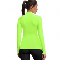 Zengjo 모의 목 열 탑 여성용 운동 달리기 운동 긴 소매 기본 레이어 셔츠 가벼운 압축 양털 안감