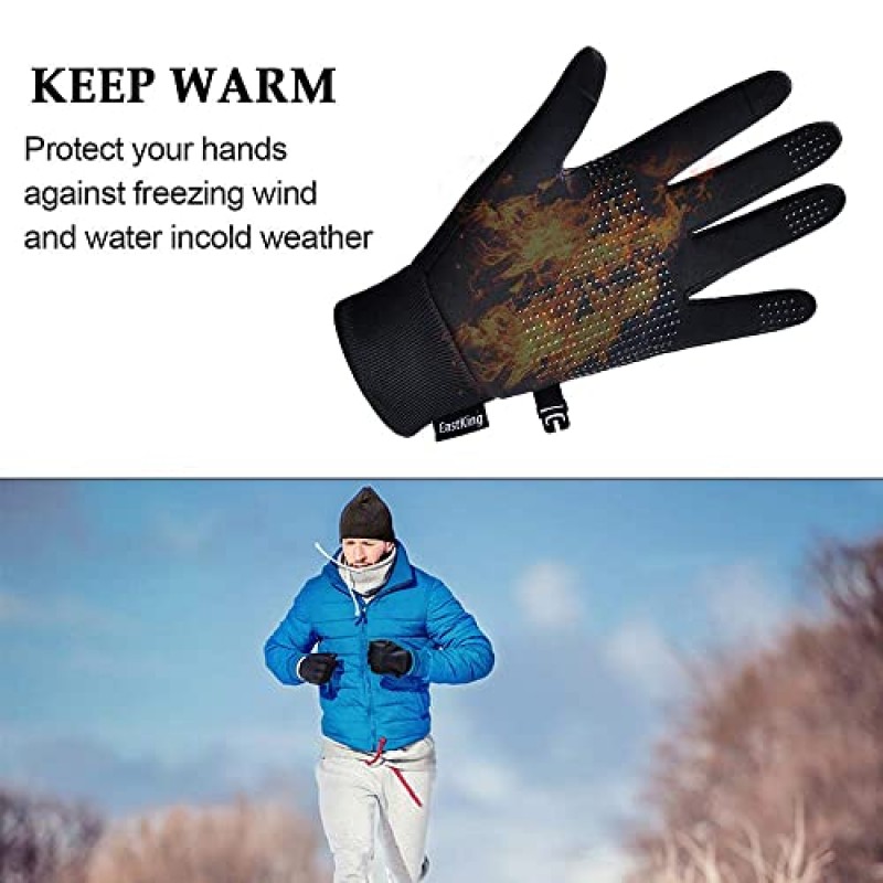 남성 여성을 위한 EastKing 경량 겨울 장갑, 걷기, 승마, 자전거 타기, 달리기 및 운전을 위한 따뜻한 방수 터치 스크린 장갑