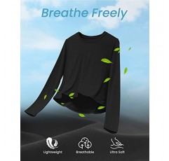 G4Free 여성용 UPF 50+ 긴 소매 UV 셔츠 운동 자르기 탑 러닝 체육관 탑 운동용 경량 썬 셔츠