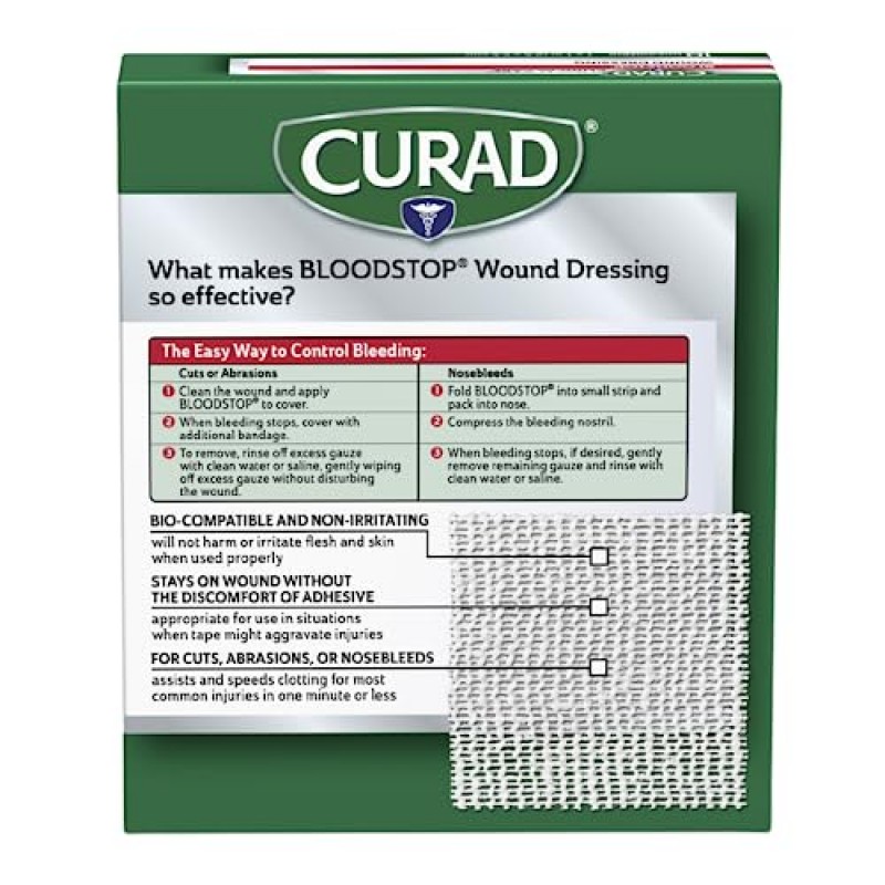 Curad Bloodstop 지혈 거즈, 출혈을 빠르게 멈추는 데 도움이 됨, 1