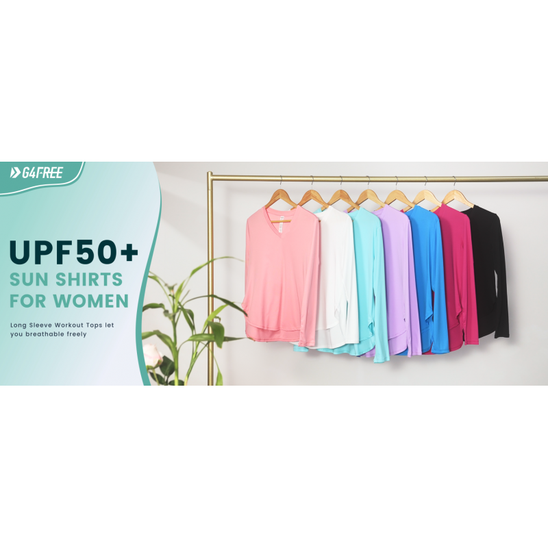 여성용 G4Free 긴 소매 운동 탑 경량 운동 러닝 셔츠 UPF 50+ UV Protection Sun Shirts