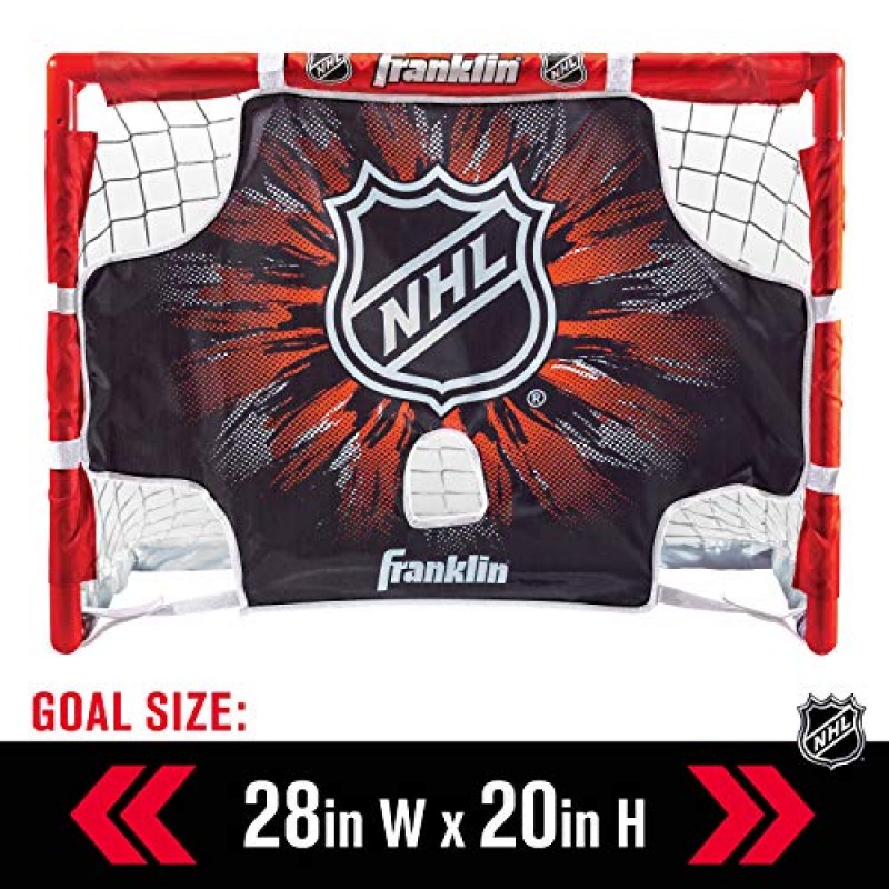 Franklin Sports NHL 키즈 무릎 하키 목표 세트 - 미니 하키 목표 + 스틱 세트 - 자동 하키 볼 패서, 목표 및 목표 세트 - 청소년 장난감 하키 세트