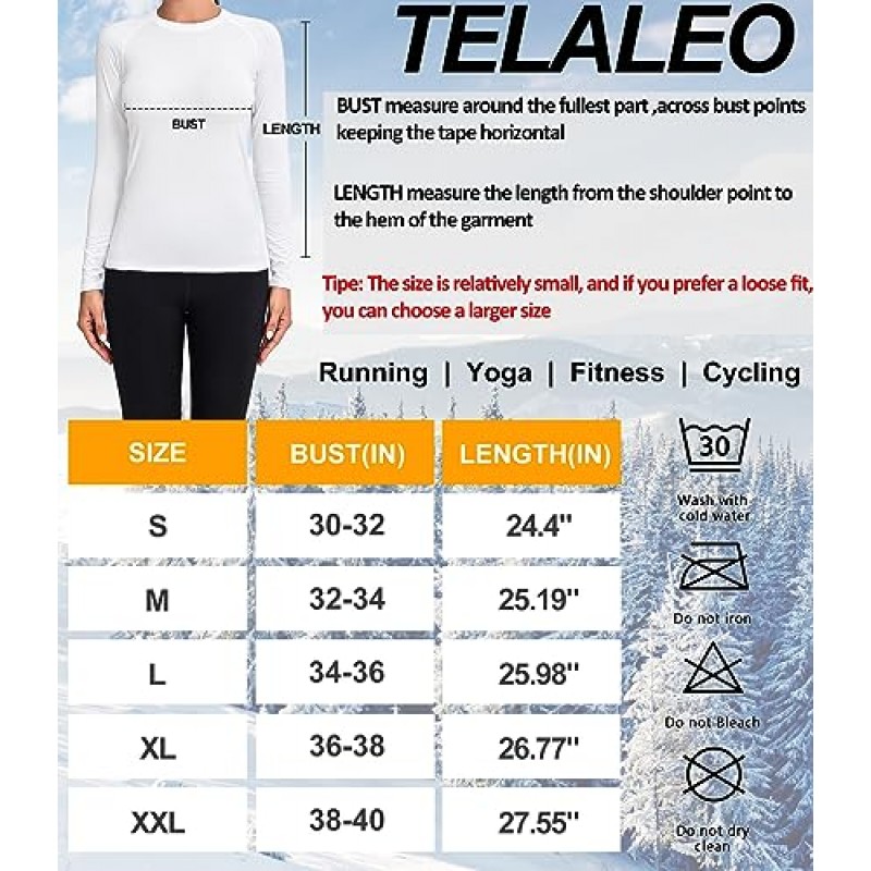 TELALEO 4팩 여성용 보온 셔츠 플리스 안감 운동용 상의 추운 날씨를 위한 긴 소매 압축 운동 베이스레이어