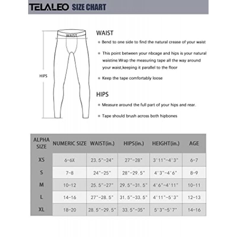 TELALEO 1/2/3/4 팩 소년 청소년 압축 레깅스 바지 스타킹 하키 농구 러닝을위한 운동 기본 레이어