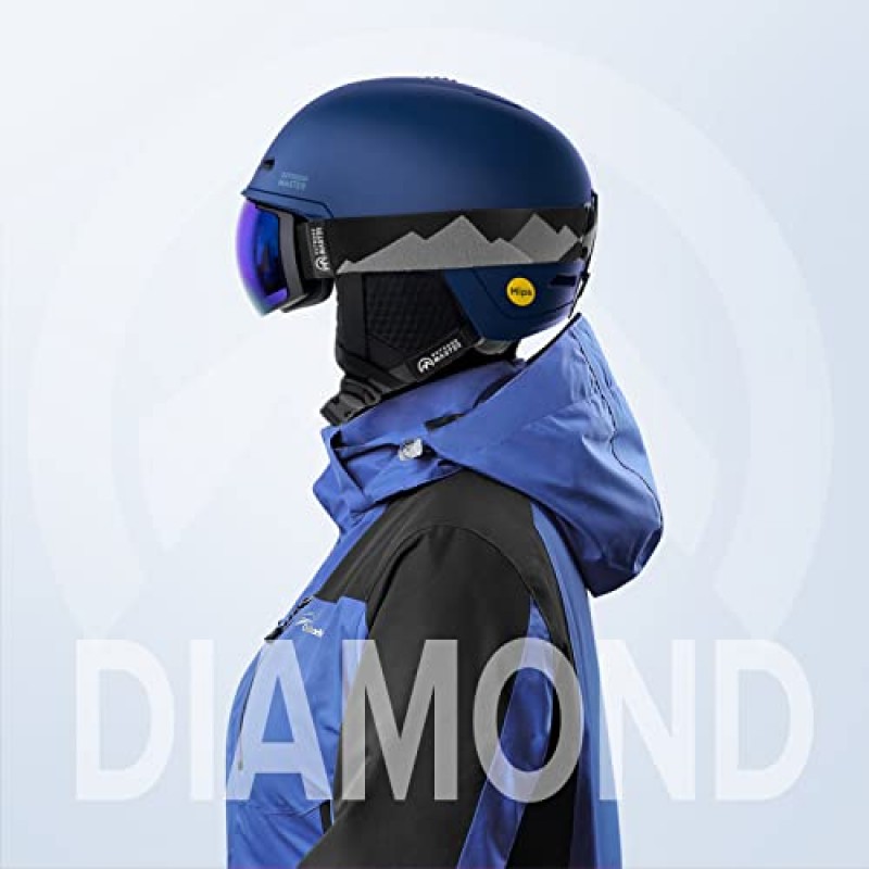 OutdoorMaster Diamond MIPS 스키 헬멧 - 남성 여성 및 청소년을 위한 스노우 스포츠 헬멧 스노우보드 헬멧