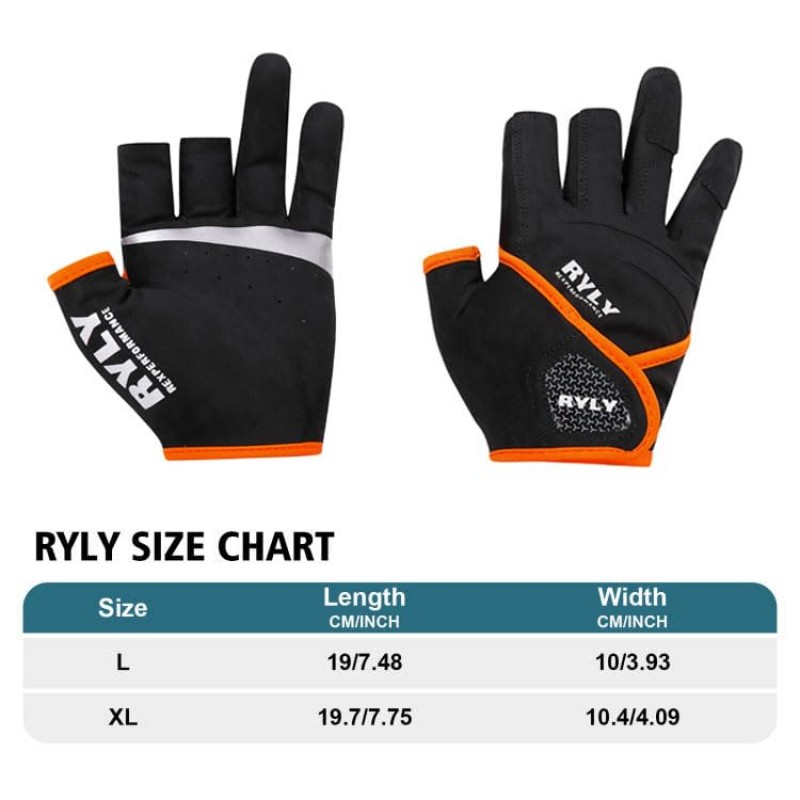 RYLY rexperformance 낚시 장갑, 핑거리스 UV 보호 장갑 통기성 UPF 50+ 항해, 조정, 사이클링용 스포츠 장갑