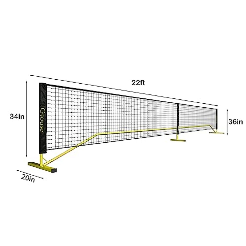 야외 휴대용 피클볼 네트, 휴대용 가방이 포함된 22 FT 피클볼 네트 규정 크기, 연동 금속 프레임이 있는 피클볼 네트 시스템 및 진입로용 강력한 PE 네트