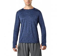 3팩: 남성용 긴 소매 티셔츠, 드라이 핏 UV 자외선 차단 야외 하이킹 엄지 구멍이 있는 운동용 액티브 탑