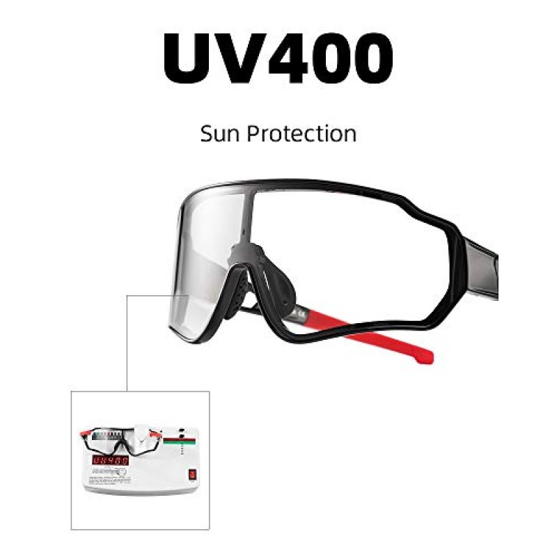 ROCKBROS Photochromic 선글라스 남성용 여성용 사이클링 선글라스 안전 스포츠 선글라스 UV Protection