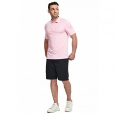 남성용 스트라이프 폴로 셔츠 - 반소매 드라이핏 골프 폴로 작업 폴로 셔츠 테니스 골프 운동용 셔츠
