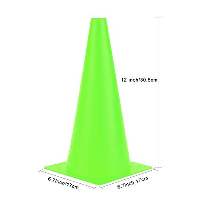 12인치 교통 훈련 콘, 플라스틱 안전 주차 콘, 축구 농구 축구 훈련 훈련, 야외 스포츠 활동 및 축제 행사용 민첩성 필드 마커 콘 - 6가지 색상
