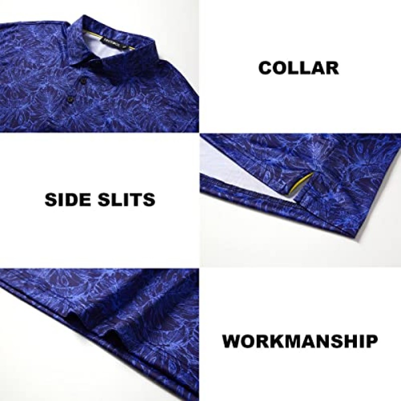 남성용 골프 셔츠 드라이핏 퍼포먼스 프린트 반소매 수분 흡수 골프 폴로 셔츠