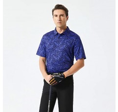 남성용 골프 셔츠 드라이핏 퍼포먼스 프린트 반소매 수분 흡수 골프 폴로 셔츠