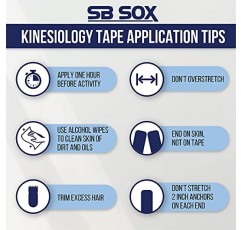 SB SOX 오리지널 면 운동 요법 테이프(16피트 무삭제 롤) – 최고의 라텍스 프리, 근육/관절용 방수 테이프 – 모든 활동에 적합 – 적용/사용이 쉽고 며칠 동안 훌륭하게 작동합니다!