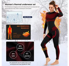 MEETYOO 여성용 열 속옷 세트, 겨울 긴 존스 추운 날씨 스키를위한 따뜻한 기본 레이어 상단 및 하단 세트