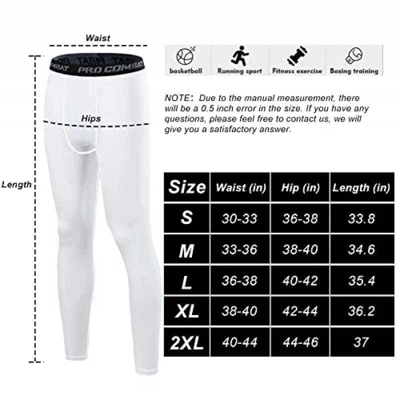 HYCOPROT 남성용 압축 바지 운동용 타이트, 레깅스 러닝 운동용 기본 레이어 바지 스포츠 요가 농구
