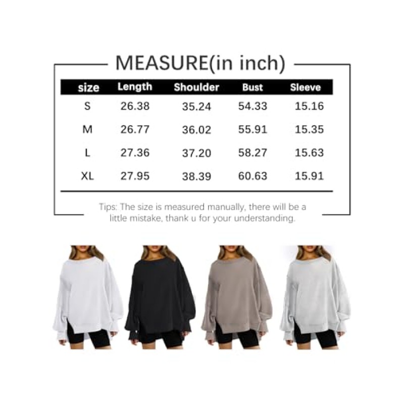 AUTOMET Womens Oversize Sweater 캐주얼 크루넥 풀오버 긴 소매 셔츠 슬릿 Sloucthy Tops 2023 가을 패션 의류