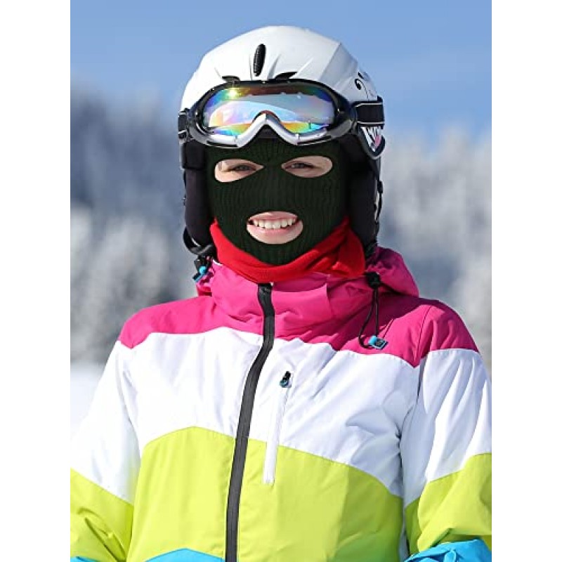 3 조각 3 홀 풀 페이스 커버 스키 마스크 겨울 balaclava 성인 야외 스포츠 남성 여성을위한 니트 모자