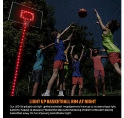 Waybelive LED 농구 골대 조명, 원격 제어 농구 림 LED 조명, 스스로 16가지 색상 변경, 방수, 밤 야외에서 놀 수 있는 슈퍼 브라이트, 어린이를 위한 좋은 선물