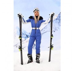 Zwurew Womens 겨울 Onesies 스키 복 야외 스포츠 방수 Snowsuit 모피 칼라 스키 점프 슈트 코트