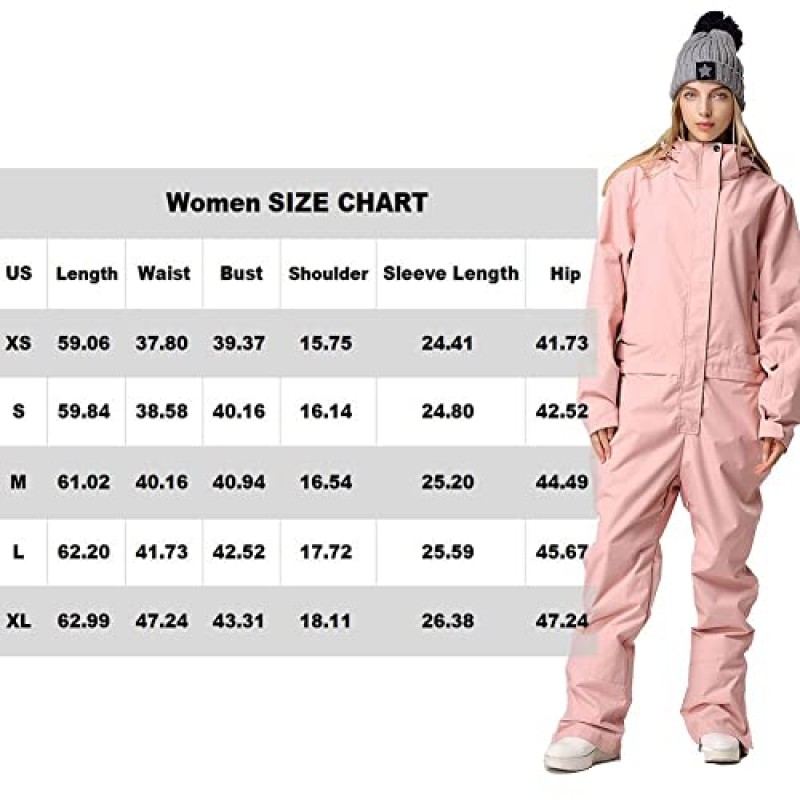 RIUIYELE Womens Mens 원피스 스키 복 점프 슈트 커플 스키 복 작업복 겨울 야외 방수 Snowsuits