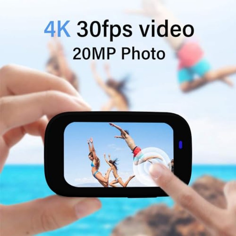 4K 30FPS 비디오 및 20MP 사진, WiFi, 터치스크린을 갖춘 초소형 액션 카메라, 휴대용 및 다용도, 어디서나 장착 가능, 안정화, Vlog, 웹캠, 여행, 스포츠용 미니 액션 카메라