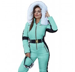 Yousify Womens Winter Onesies 스키 점프 슈트 야외 스포츠 방수 Snowsuit 탈착식 모피 칼라 코트 점프 슈트