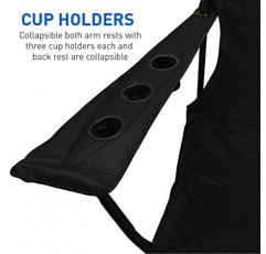 EasyGoProducts 휴대용 접이식 스포츠 야외 XXXL 자이언트 오버사이즈-빅 풋볼 테일게이팅 캠핑 6 컵 홀더-선물, 의자 1개, 새 제품 블랙