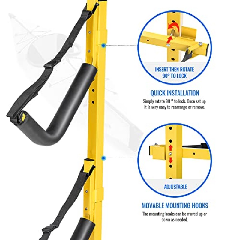 AA Products Inc. 더블 카약 보관함 카약 2대, SUP, 카누 및 패들보드, 실내 실외 또는 차고용 독립형 보관함