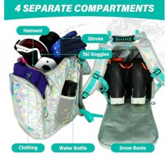 Hytiland 스키 부츠 가방, 35L 스키 부츠 백팩, 여성용 및 아동용 경량 패딩 스키 가방 및 부츠 가방 스키 부츠 장비, 스키 헬멧, 고글, 방한복