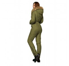 Yousify Womens Winter Onesies 스키 복 후드 모피 칼라 스키 점프 슈트 Snowsuit 야외 스포츠 코트