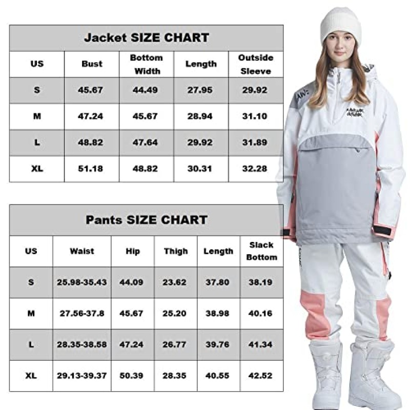 RIUIYELE 여성용 스키 복 야외 스포츠 스노우 보드 자켓 및 바지 방수 통기성 스노우 슈트