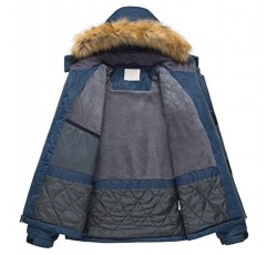 Pursky 남성용 방수 스키 재킷 겨울 스노우 코트 모피 후드 비옷 파카