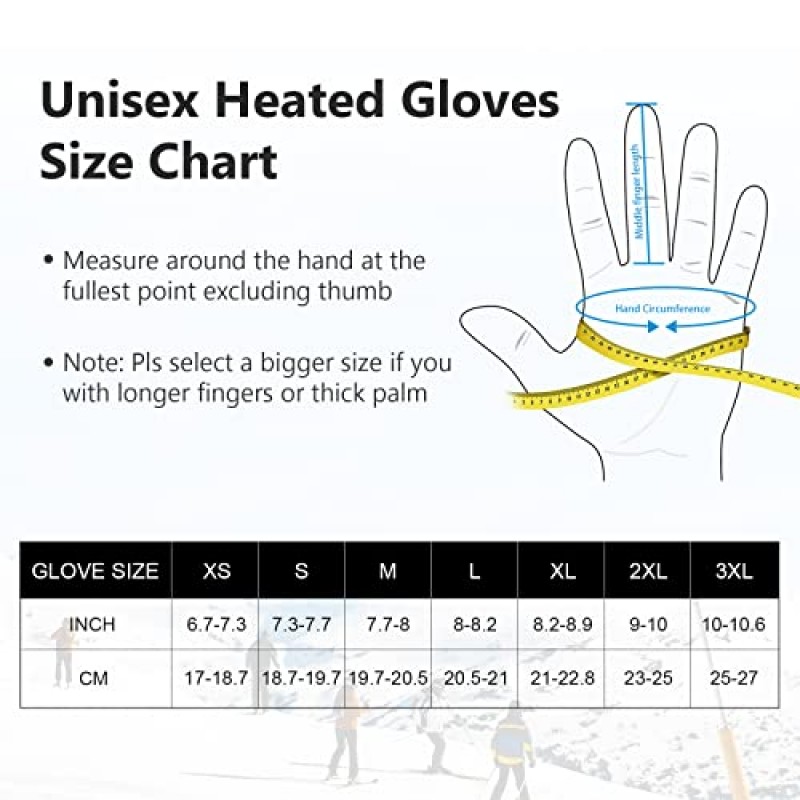 가열 장갑 전기 충전식 - 7.4V 배터리 가열 장갑 남성용 여성용, 오토바이 사이클링 라이딩 수렵 낚시 캠핑 하이킹 스노우 스키 벙어리 장갑 전원 온열 장갑