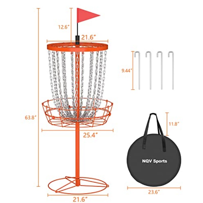 NQV 디스크 골프 바구니, 24 체인 휴대용 디스크 골프 바구니, 가방, 디스크 골프 바구니, 디스크 골프 타겟, 디스크 골프 목표, 디스크 골프 케이지 야외 실내 전문 연습