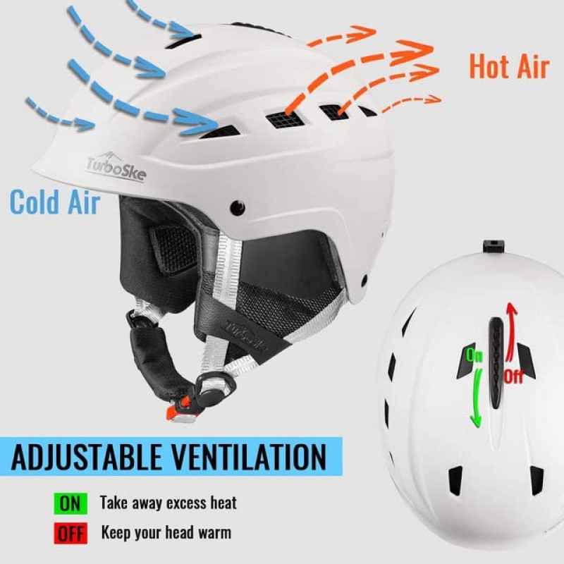 TurboSke 스키 헬멧, 스노우보드 헬멧, 스노우 스포츠 헬멧, 남성 여성 및 청소년용 오디오 호환 가능