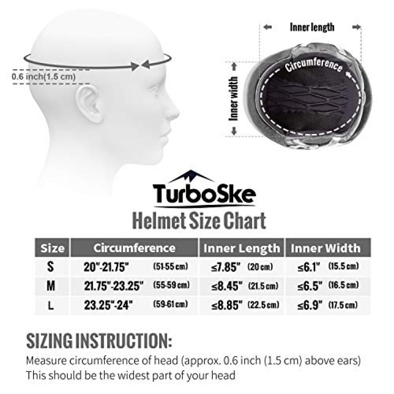 TurboSke 스키 헬멧, 스노우보드 헬멧, 스노우 스포츠 헬멧, 남성 여성 및 청소년용 오디오 호환 가능