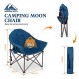 하이 포인트 스포츠 패딩 대형 접이식 캠핑 의자, 휴대용 달 접시 의자, 성인용 컵 홀더 및 휴대용 가방이 있는 원형 야외 의자, 하이킹, 캠핑, 낚시, 진한 파란색