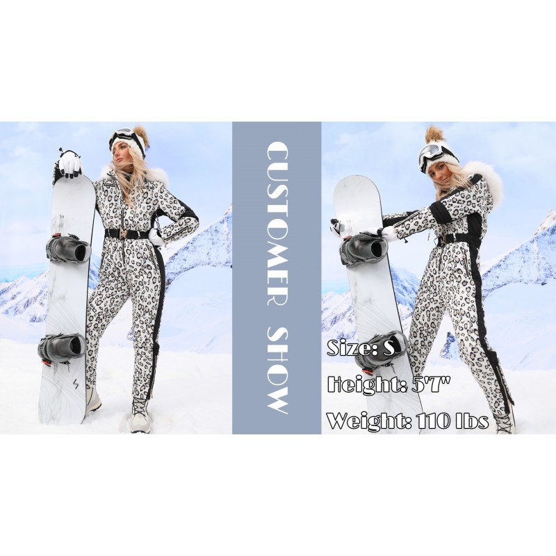 Yousify Womens Winter Onesies 스키 점프 슈트 야외 스포츠 방수 Snowsuit 탈착식 모피 칼라 코트 점프 슈트