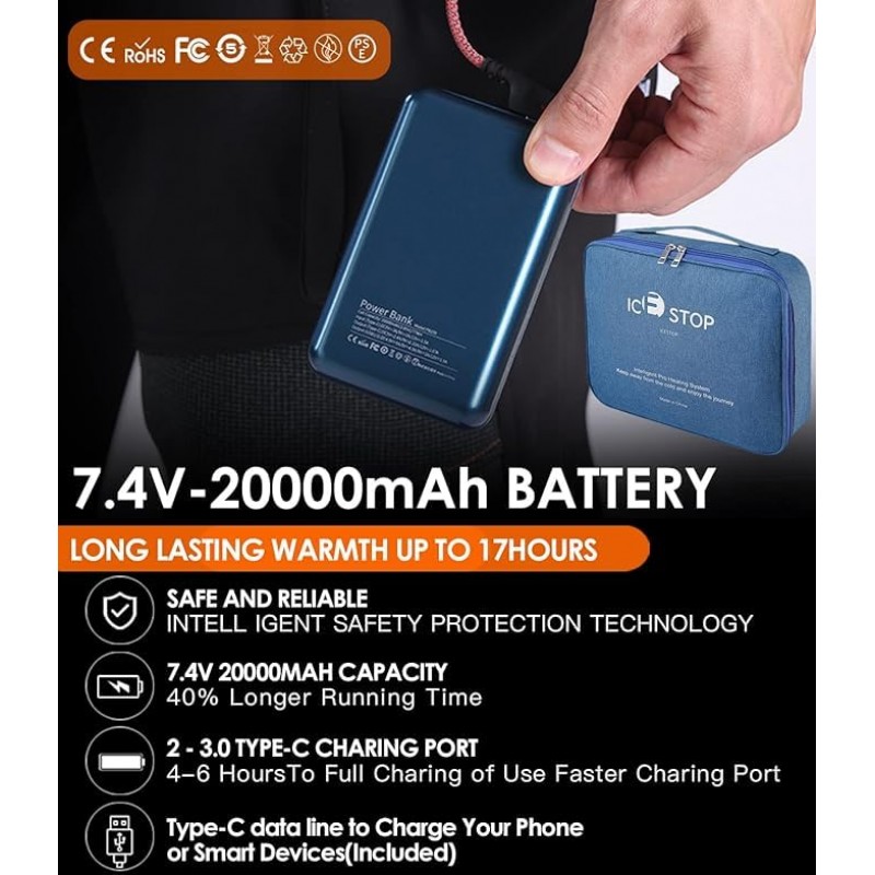 20000mAh 배터리 팩이 포함된 Axnol 2022 가열 바지 전기 가열 스노우 하이킹 바지 겨울 Softshell 야외 바지