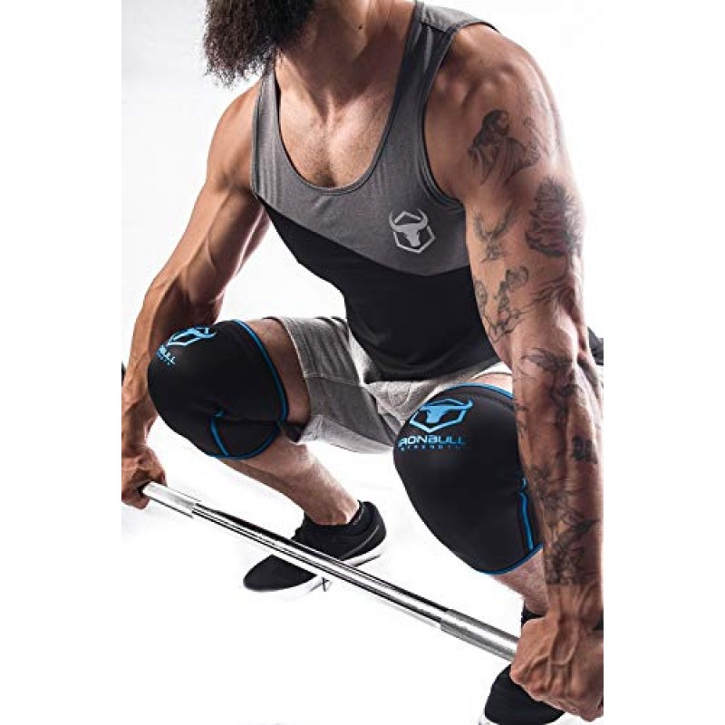 역도 및 파워리프팅용 Iron Bull 스트렝스 7mm 무릎 슬리브(쌍)(USPA, IPL, IWF 및 USAW 승인) | 스쿼트, 역도용 고성능 무릎 압축 지원 - 남성 및 여성