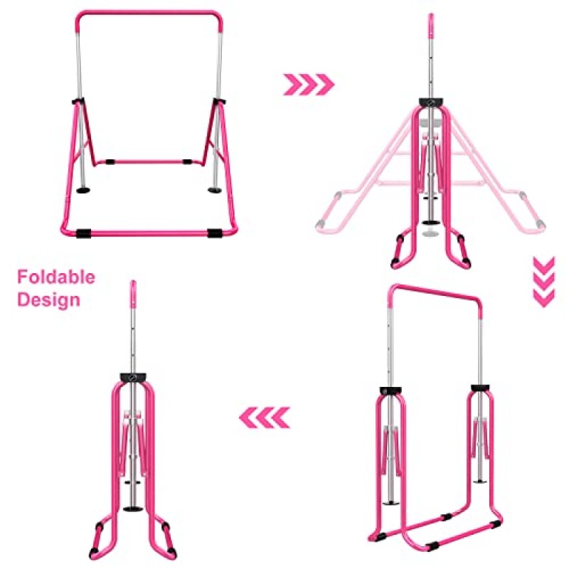 Tepemccu 확장 가능한 체조 바, 조절 가능한 높이 체조 수평 바, 주니어 훈련 바 어린이 접이식 훈련 원숭이 바 어린이를위한