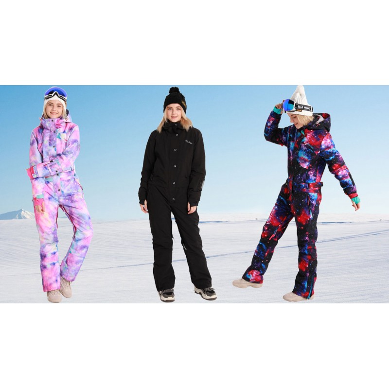Bluemagic Womens Snowsuit 원피스 스키복 점프슈트 다채로운 작업복 스노우보드 재킷