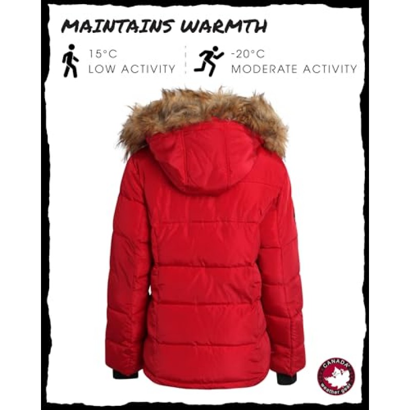CANADA WEATHER GEAR 여성용 겨울 코트 - 헤비급 절연 스키 재킷 - 퀼팅 아우터 윈드브레이커 스노우 파카(S-XL)